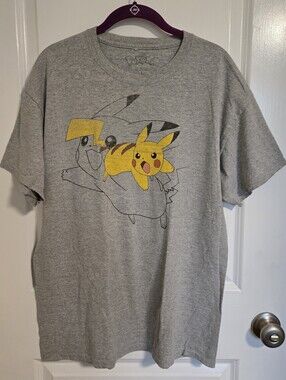 Grey Pokemon Pikachu T Shirt size L